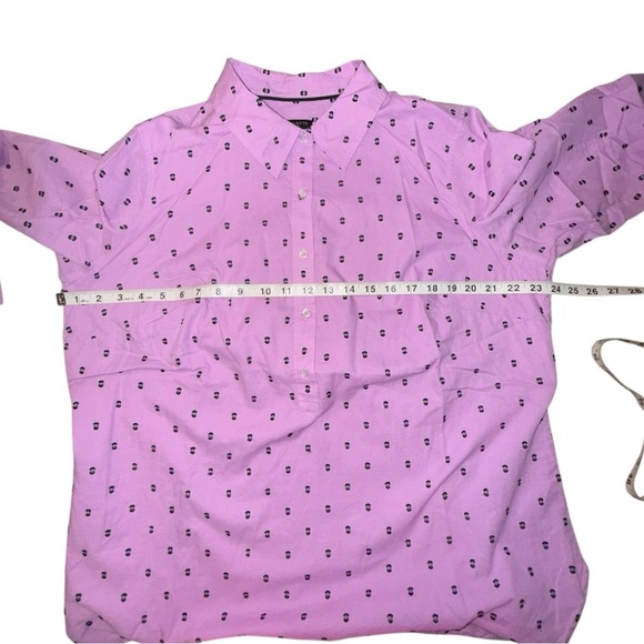 TALBOTS CLIP DOT COLLARED POPOVER - VIBRANT FLORAL 1X Purple/Navy Dots - Picture 10 of 13